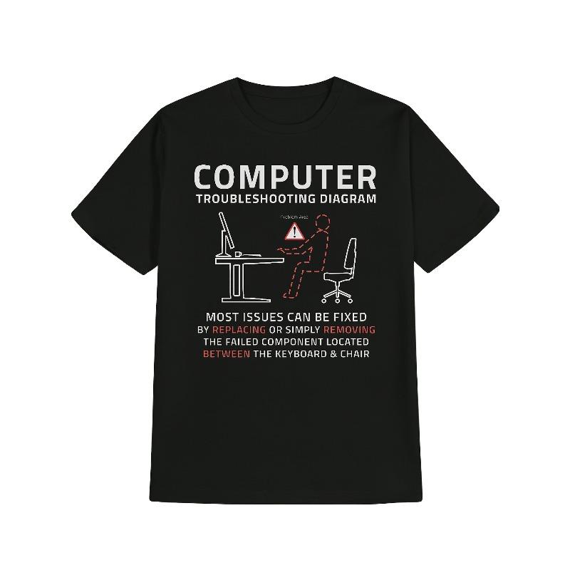 Men S Casual Versatile Round Neck T-Shirt, Title Text Cartoon Character Print Men S Top, Men S Gift S чёрный