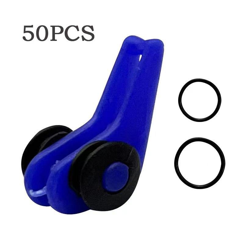 50 STK Köderhalter Kunststoff Angelhakenhalter Köder Sicherheitshalter mit 2 Gummiringen für Angelrute Pol Angelgerät