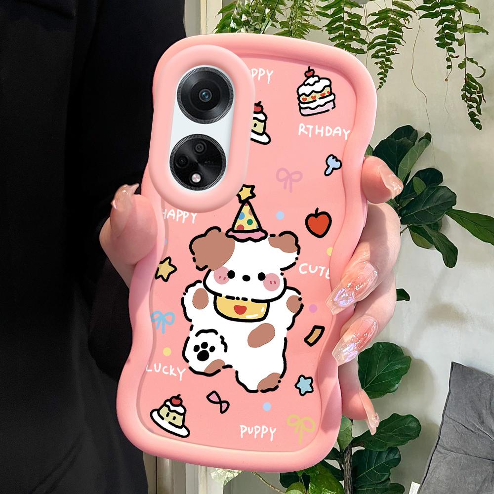 

Окрашенный узор Big Wave Edge Мягкий силиконовый материал Macaron чехол для телефона противоударный защитный резиновый чехол для OPPO Reno Realme Realme C15 розовый