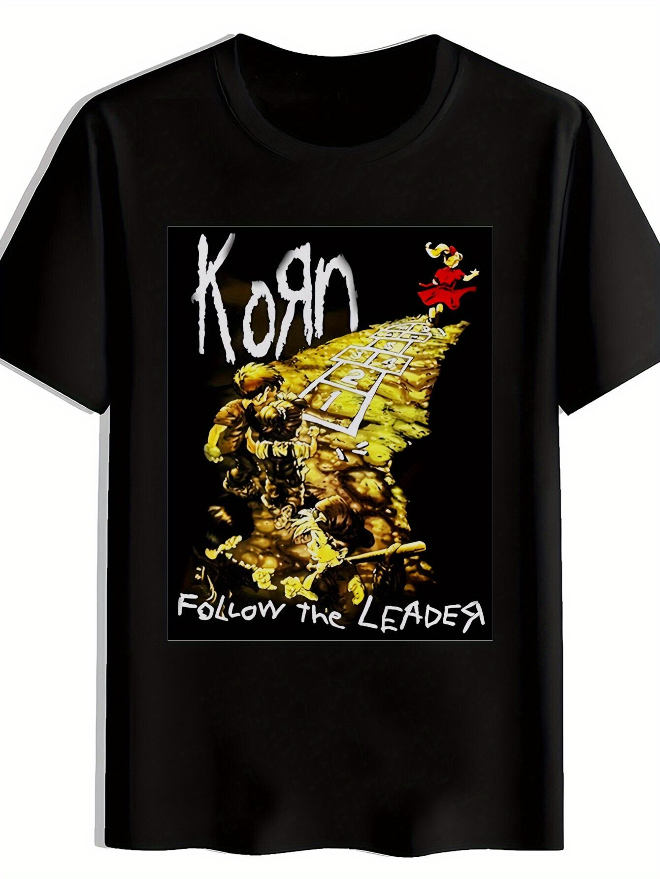KORN Rock Band Graphic T-shirt - Vintage-Inspired Heavy Metal Print L