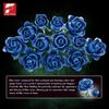 12 Blaue Rosen Blume Bausteine Blumenstrauß Modell Ziegel Heimdekoration Erwachsener Romantisches Geschenk Kinder DIY Lernspielzeug