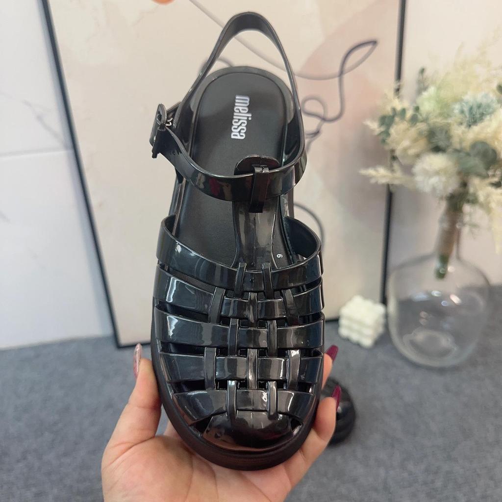 2024 Melissa Summer Women's Thick-Soled Woven Roman High-Heeled Sandals – Fashionable and Versatile.