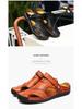 Men's Plus Size Closed Toe Leather Sandals - Trendy British Casual Beach Shoes
