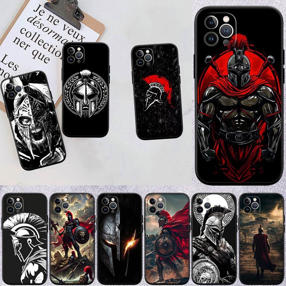 PP58 Spartan Warrior Soft Shell Phone Case for iPhone 16 15 14 13 12 Pro Max Plus Mini