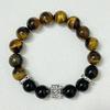 Men’s Beaded Bracelet Tiger Eye Natural Stone 12mm Round Beads Stretch Obsidian Bangle DIY Jewelry Gifts
