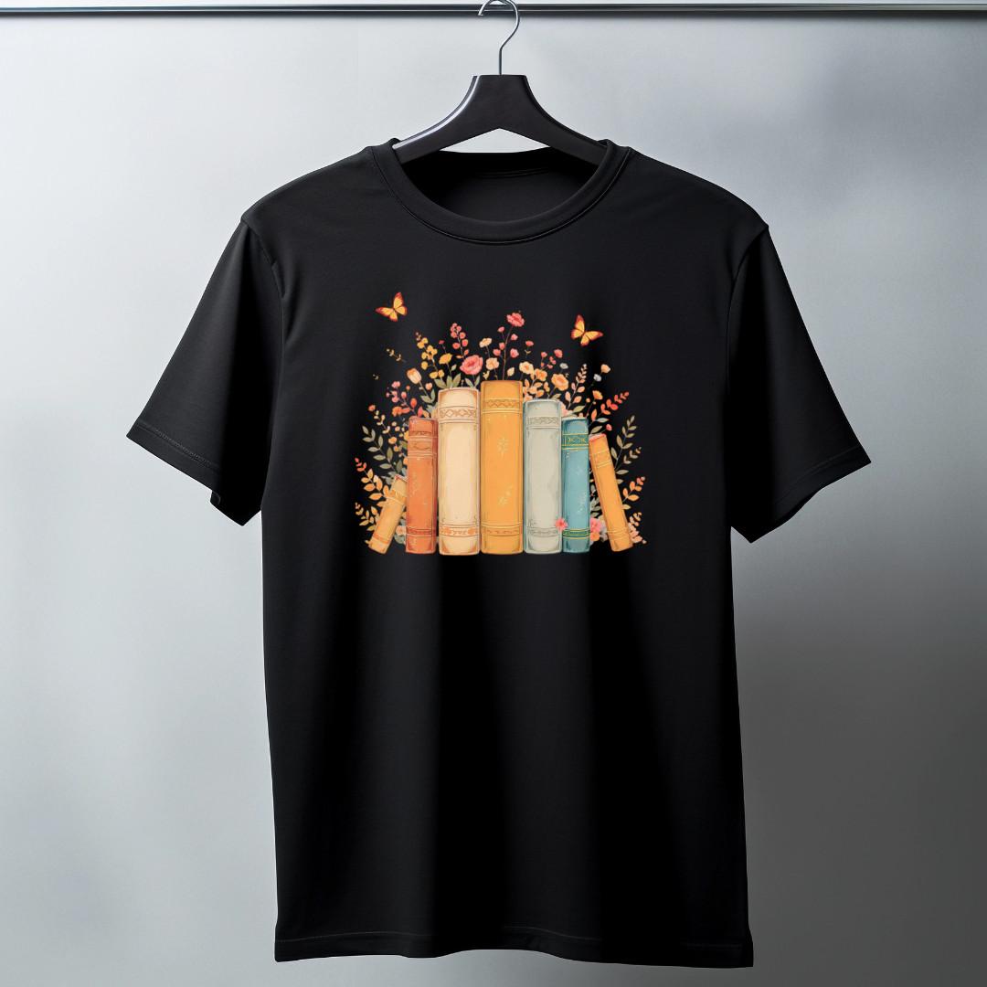 Vintage Pastel Books & Flower Tee Bookworm Aesthetic Reading Shirt XL