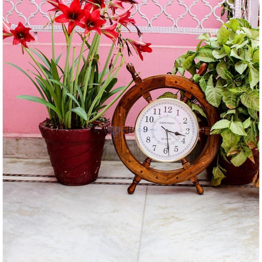 Time's Wanduhr | Nautisches Piraten-Schiffsrad | Premium Handwerksgeschenk (18 Zoll)