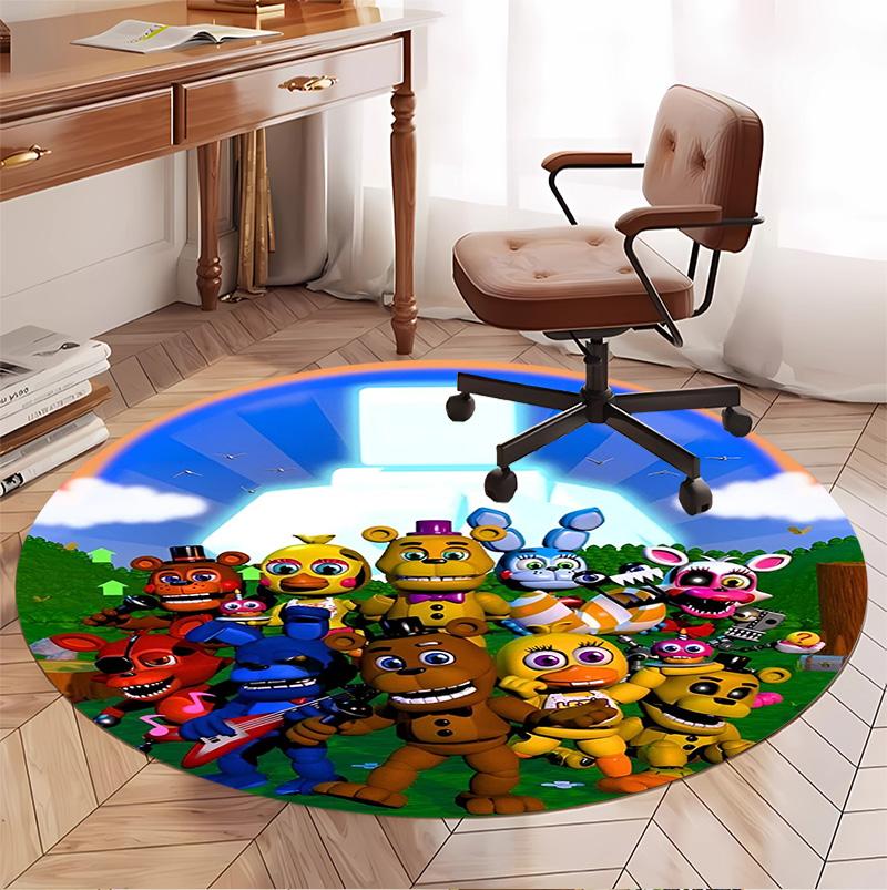 Five Nights at Freddy's Pattern Round Rug, Indoor/Outdoor Mat, for Picnic, Gameroom, Bedroom, Office, Living Room, Home Decor Carpet, Birthday Gift