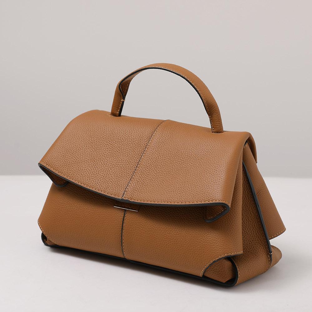 2025 New First-layer Cowhide Niche Design Women's Handbag Genuine Leather Cross-border Explosion Single Shoulder Oblique Span Bag