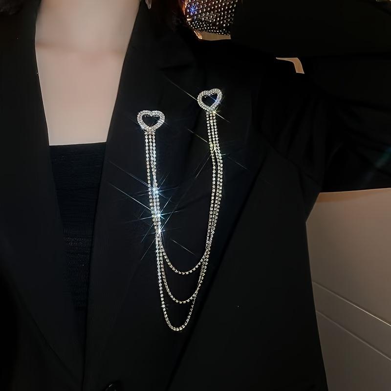 1PC Internet Celebrity Super Flash Diamond Rhinestone Multi-layer Love Star Chain Fringed Brooch Female Brooch