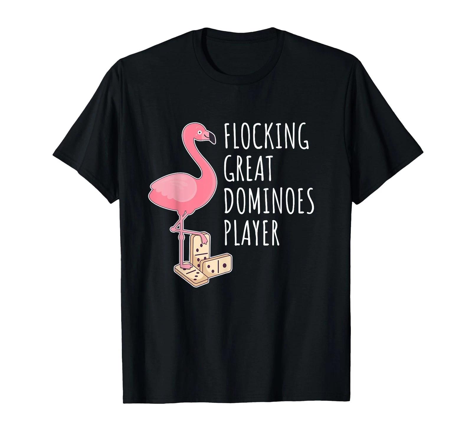 Domino Player, Domino Game, Pink Flamingo, Joking T-Shirt_ L