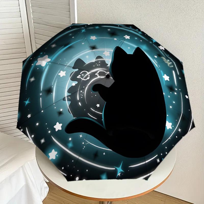 

1pc Whispering Stars: A Celestial Cat s Tale Umbrella with Plastic Handle,Suitable for All Seasons Home Travel Outdoor UmbrellaDD1021