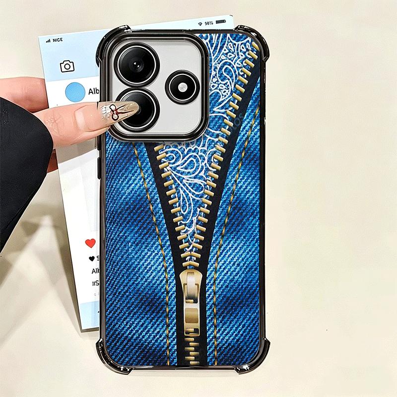 Retro Zipper Jeans Pattern Soft Phone Case For Xiaomi Poco X7 X8 Pro Max X6 X5 X3 F8 Ultra F7 M8 M7 M5S Redmi 15C 15A 15 14C 13C