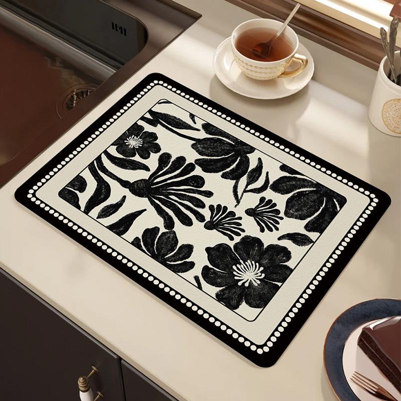 Kitchen Drain Mat Countertop Diatom Mud Absorbent Mat Dishes Water Control Mat Coffee Mat Desktop Insulation Tea Mat