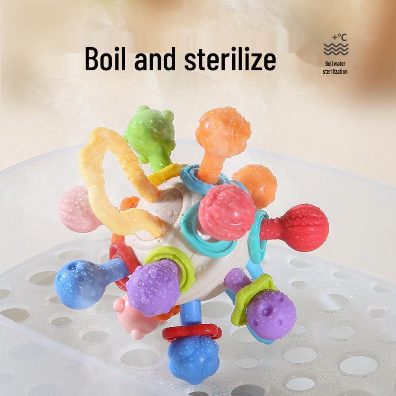 Free Shipping: Silicone Baby Teething Rattle & Grasping Ball