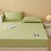 New Washed Cotton Solid Color Bed Sheets, Exquisite Panda Heat-painted Cotton and Linen Bedding Three-piece Set, Mattress Protector