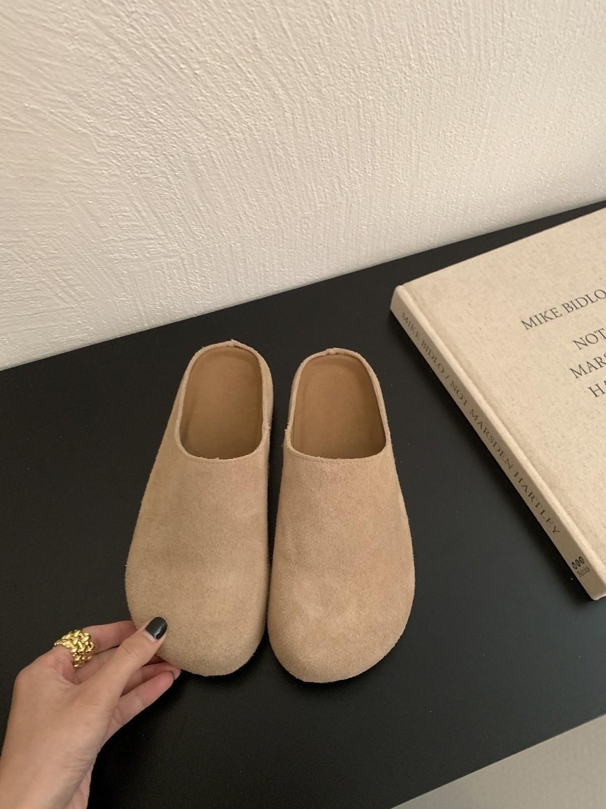 

полутапочки с толстой подошвой и закрытым носком, женская обувь, новая весенняя обувь на одну педаль 40 верблюд