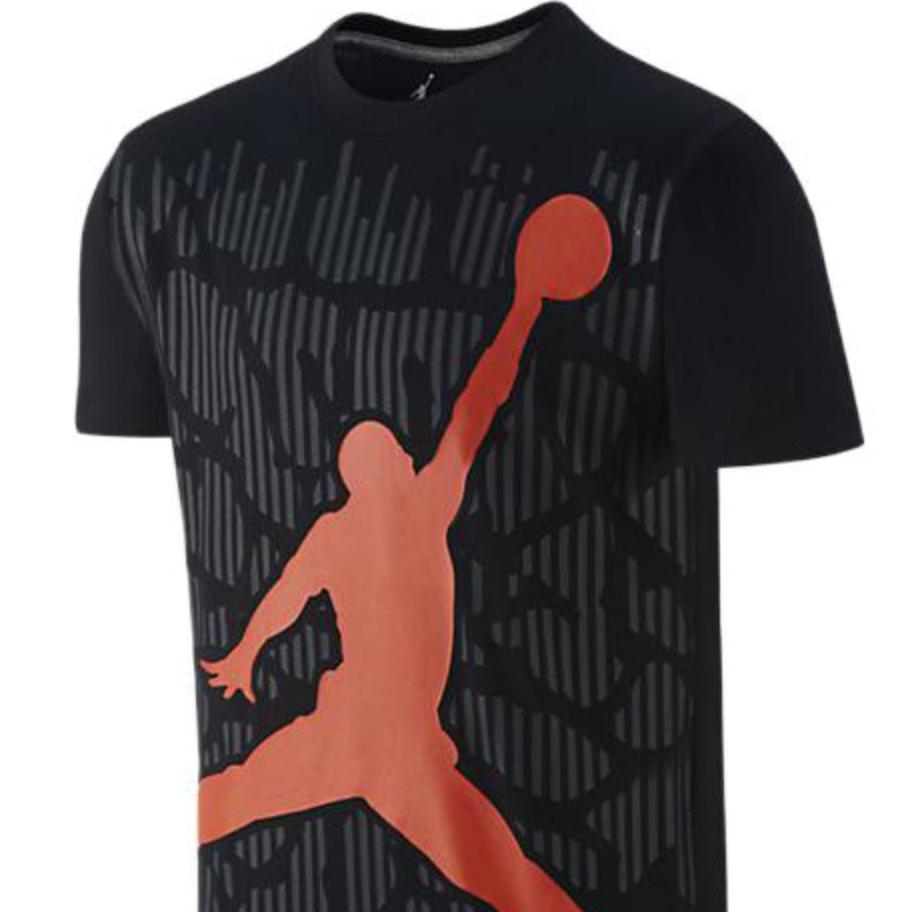 Jordan Aj Xx9 Jumpman Stripe Pattern Print Crew Neck Short Sleeve T-shirt Men Tops Black 678360-011