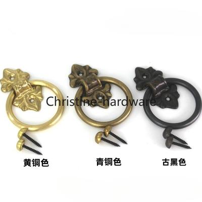 Old Ring Door Knocker Brass Bronze Knob for Cabinet Classics Gate Round Ring Handle Retro Entrence Door Knock Home Hardware