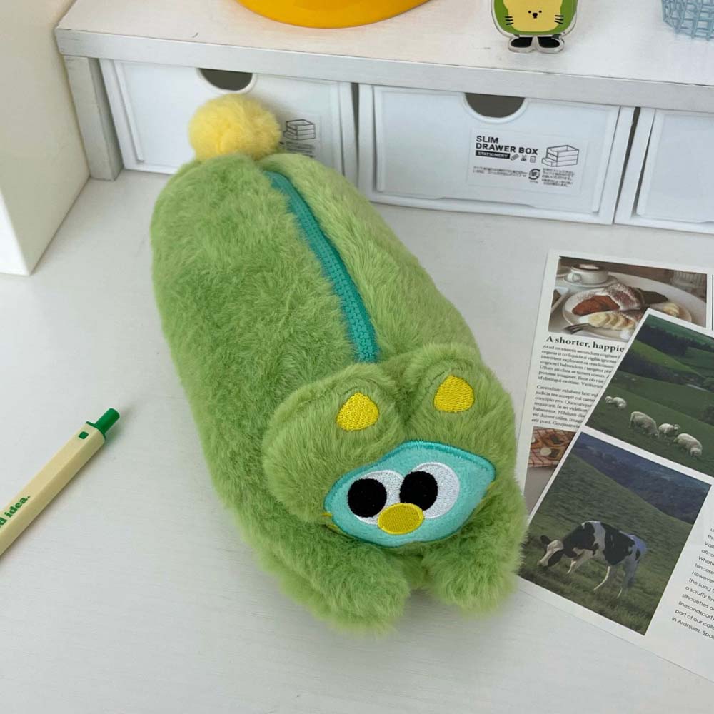 Large Capacity Cartoon Cat Plush Bag Cartoon Animal Cat Plush Pencil Pouch Student