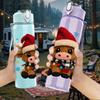 1PC Santa Hat Cute Cow 750ml Color Plastic Sports Water Bottle Leakproof Flip Straw Lid Suitable for Sports Office Home Use