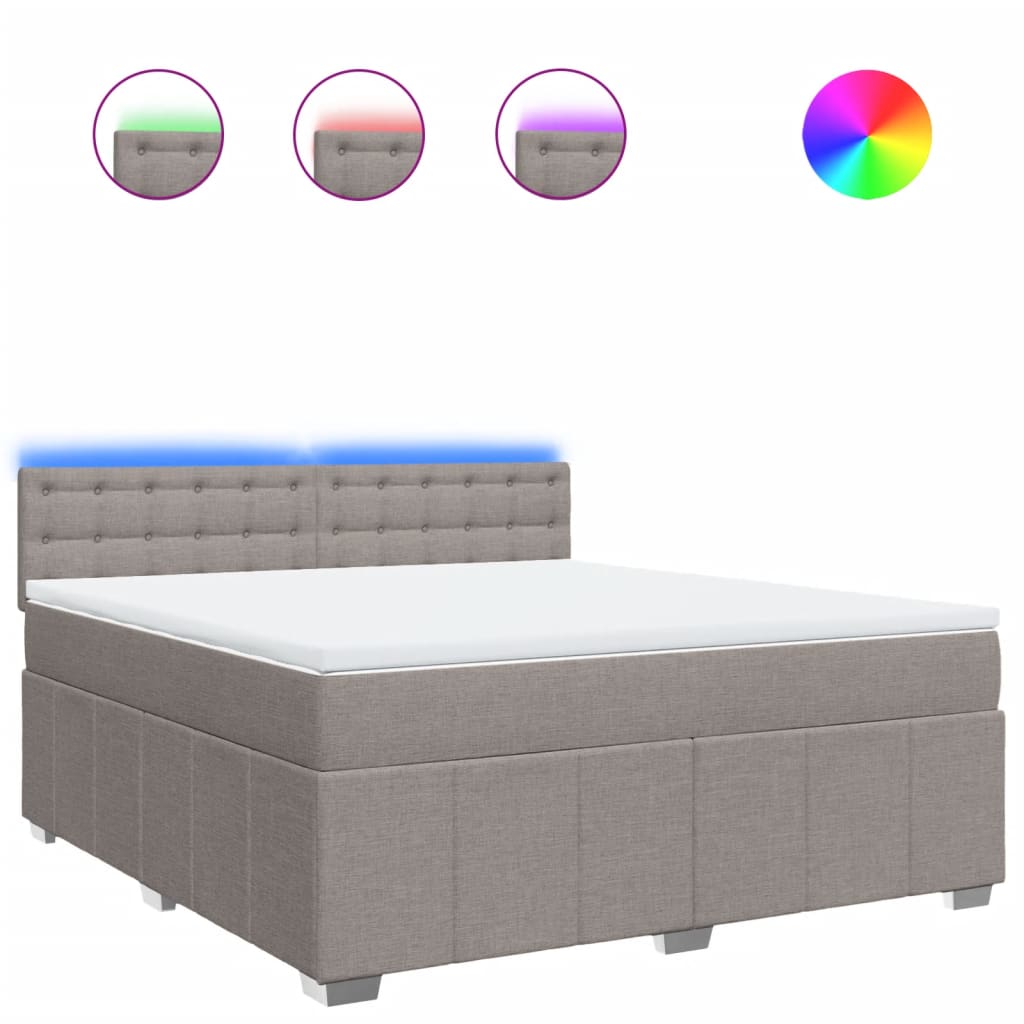 Box Spring Bed with Mattress Taupe 180x200 Cm Fabric