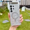 KEYSION Luxuxy Glitter Magnetic Phone Case for MagSafe for Samsung Galaxy S23 S24 S25 S26 Ultra 5G S26+ S25 Plus TPU+PC Shockproof Cover