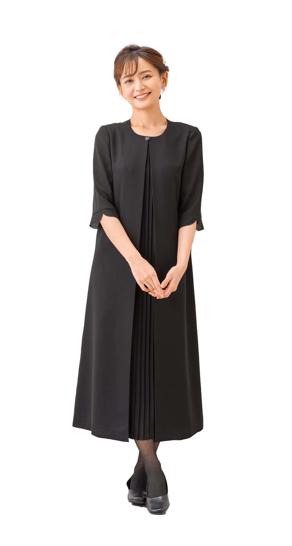 

Летнее длинное летнее платье из материала с передней застежкой большого размера черное формальное траурное платье формальное платье свадебное похоронное [Маргарет Голд] женское m318-M чёрный