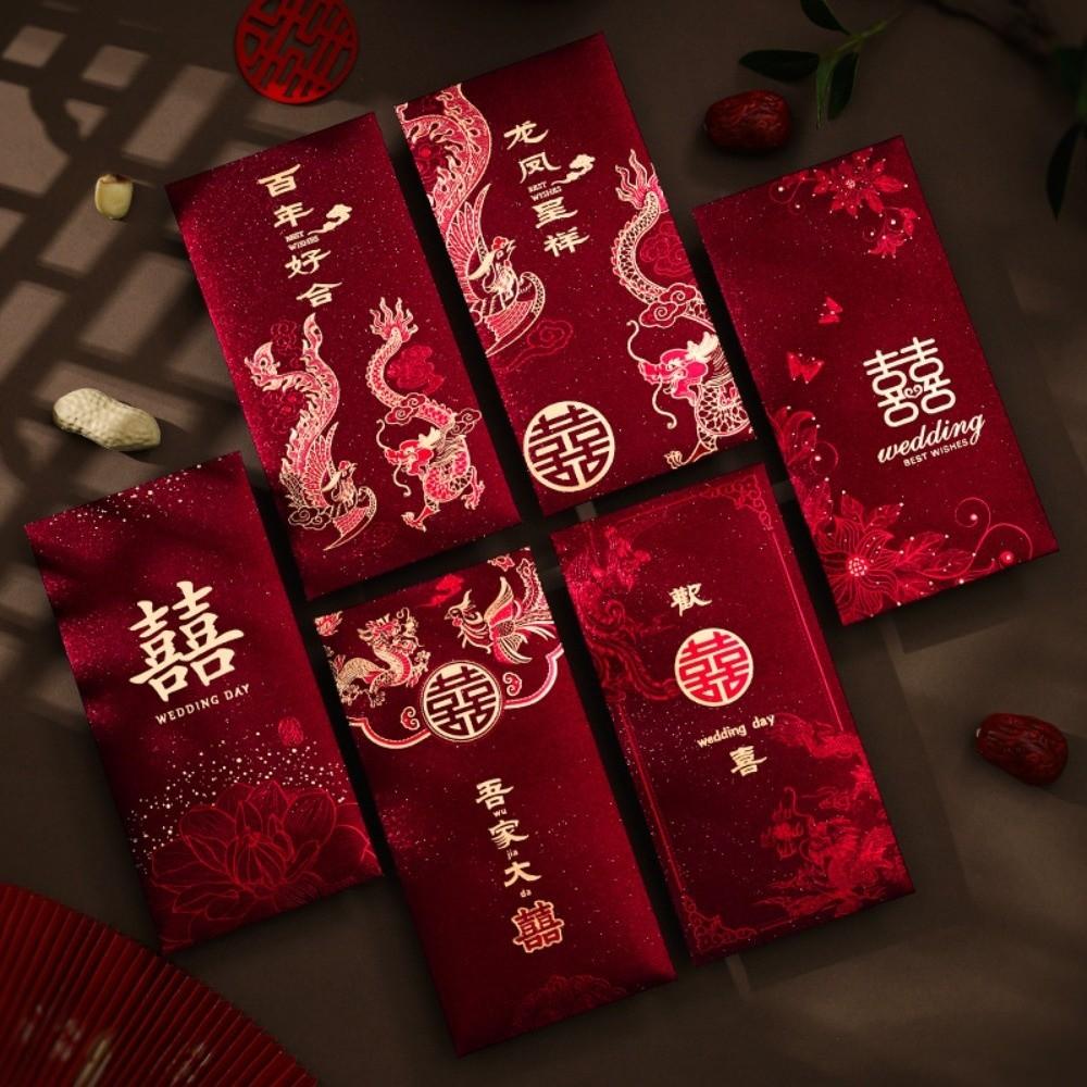 Chinese Horse Year New Year Red Envelope Hard Paper Hot Gold Chinese Money Envelopes Thickened 6Pcs Mixed Lucky Red Bag Children