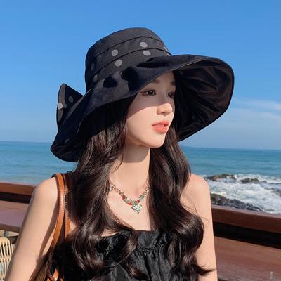 Summer Hat Women's Vinyl Polka Dot Sun Protection Big Edge Sun Hat Vacation Outdoor Sun Hat New