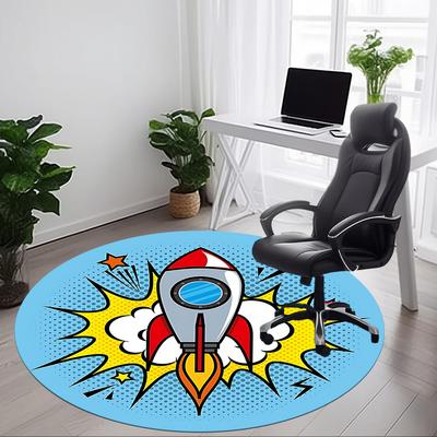 1pc Rocket Launch Office Round Rug, Non-slip, Soft and Durable Office Rug for Interior Decoration, Perfect for Office, Beautiful Decoration Yy26032306