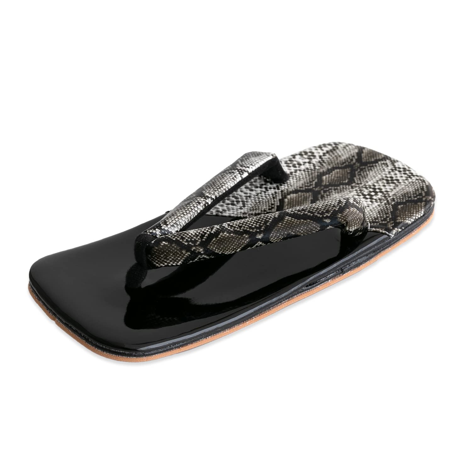 

Мужские эмалированные гэта с принтом змеи (Размер 26.0см, Черный 2)