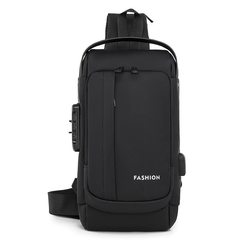 

TS JYL laptop bag,Men Chest Bag Password Lock Anti-Theft Waterproof USB Charging Waist Bag 17*8*31cm чёрный