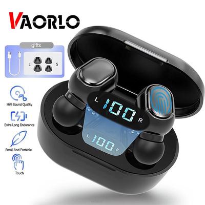 VAORLO Bezdrátová sluchátka E7S TWS Mini sluchátka Stereo hudba IPX4 Vodotěsná sportovní sluchátka LED digitální displej pro všechny smartphony