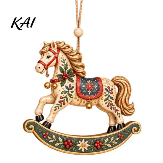 Nutcracker Tree Pendants Folk Art 2D Ornament, Acrylic Christmas Hanging Decoration, Retro Lightweight Decorations Angel Santa Rocking Horse Ornament