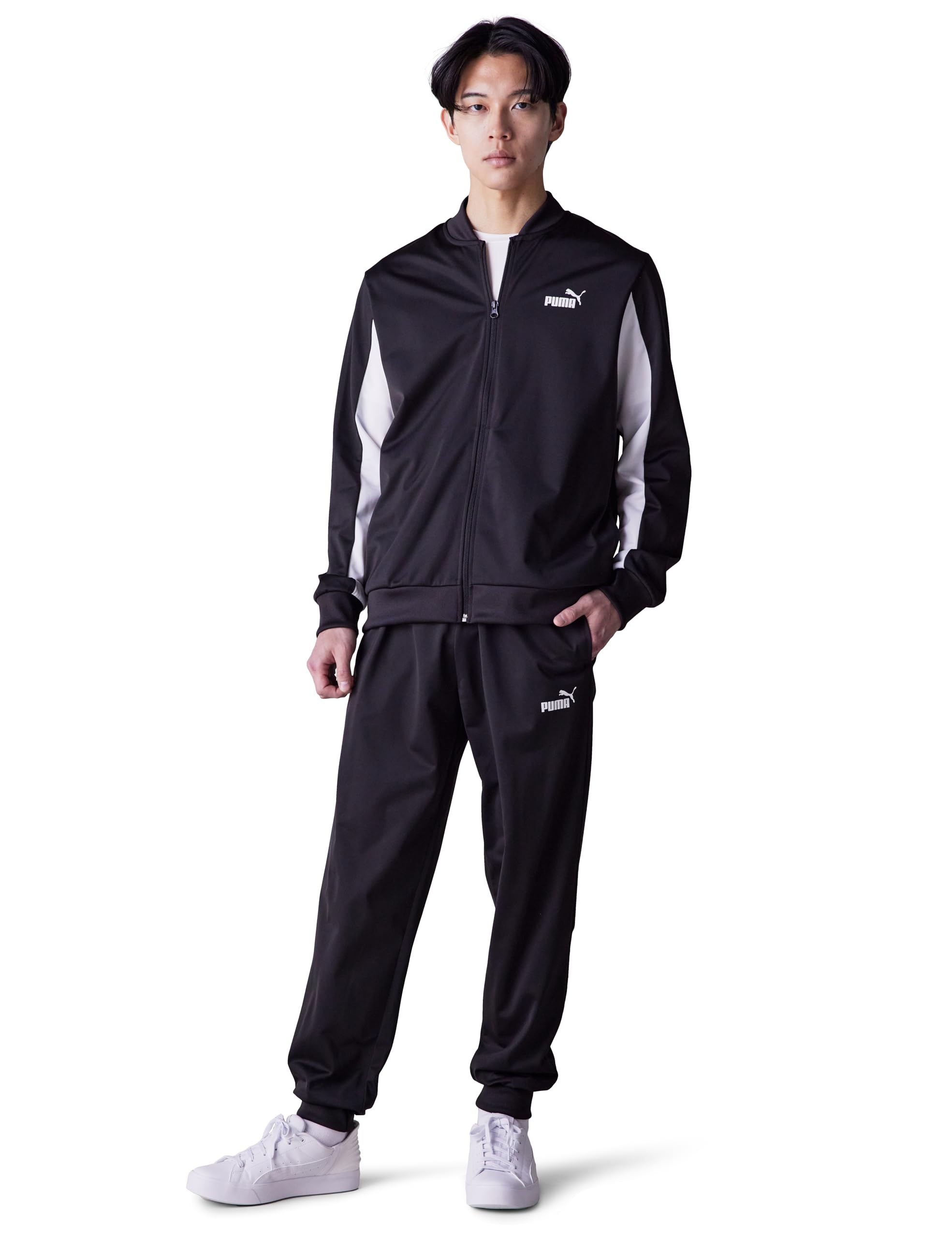 

Повседневный спортивный комплект: верх и низ, джерси из полиэстера, бейсбольный костюм 687656 25 цвет черный L [PUMA] мужской весна/лето (01)