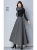 Four Seasons 2025 Women's High Waist A-Line Midi Skirt - Slimming Flare Design