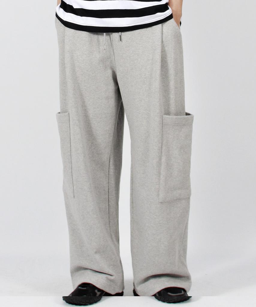 Deumakeu M Side Pocket Wide One-Tuck Real Street Sweat Pants Gray