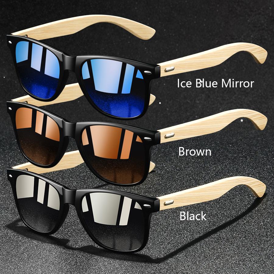 1PC Fashion Bamboo Wood Vintage Square Sunglasses UV400 Protection for Men Women Luxury Designer Sun Glasses Driving Fishing