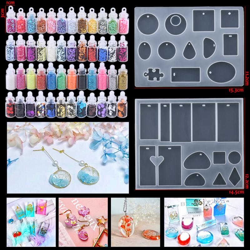 Epoxy Casting Molds Set Silicone UV Casting Tools Kits Resin Casting Molds For Jewelry Making DIY Earring Findings 16 Styles