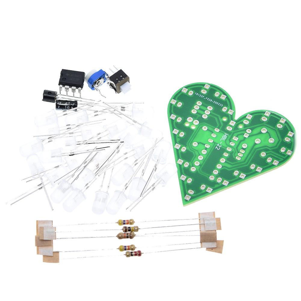 Heart Shape Breathing Lamp DIY Kit DC 4V-6V Breathing LED Suite Red White Blue Green DIY Electronic Production for Learning