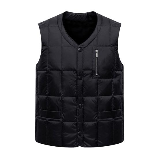 

Мужской жилет с V-образным вырезом без рукавов, однотонный однобортный жилет с карманами, ветрозащитный утолщенный стеганый жилет, куртка XXXXXL чёрный