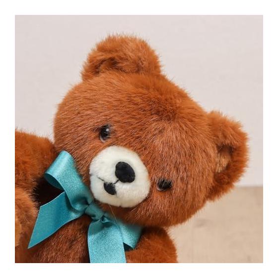 Take-off Plush Bear Popoli Ribbon S Brown, Retro Showa Style, Large Ribbon, Cute, Height 20xWidth 15xDepth 12cm