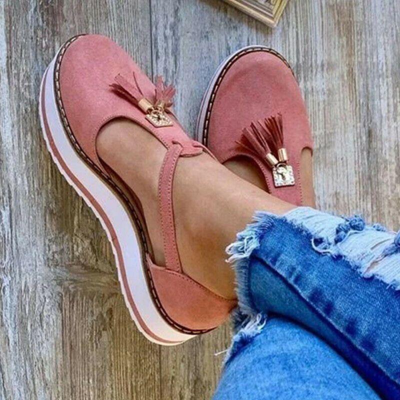 Elegant Women Tassel Round Toe Shoes Casual Flats With T-strap Gladiator Design
