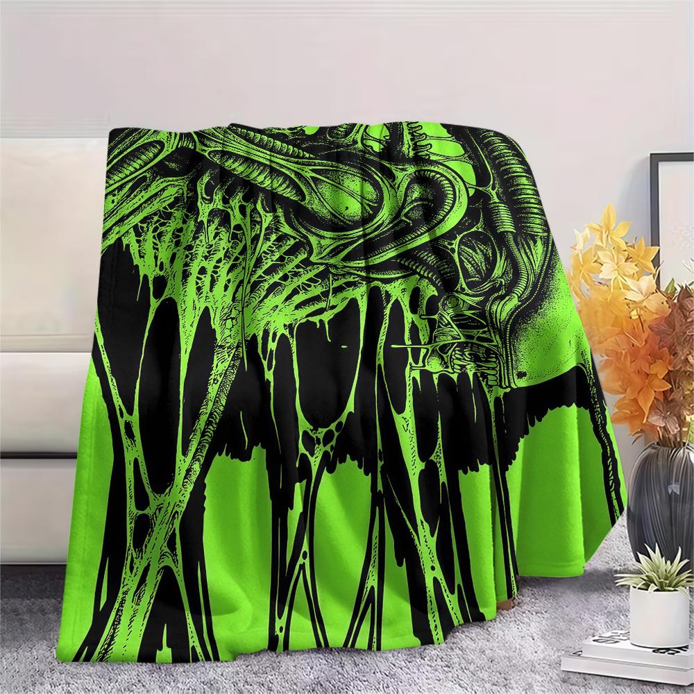 Green Mucus Reaper Print Flannel Blanket,High quality Comfortable for All Seasons,Home Decor,Warmth and Comfort,Perfect for Christmas Gifts