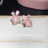 Pink Bubble~ Super Beautiful Zircon Resin Flower Ear Hook French Sweet Versatile Stud Earrings Great Looking Fairy Earrings