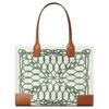 Tory Burch Ella Logo Print Magnetic Closure Recycled Polyester Tote Bag Women Tote Bags Ivory Green 159266-960
