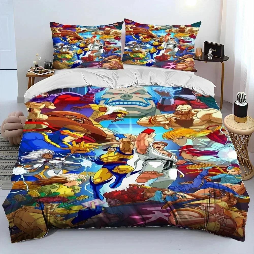 3D Print Street Fighter Retro Game Bedding Set Duvet Cover Bed Set Quilt Cover Pillowcase Comforter King Queen Size Boys Adult