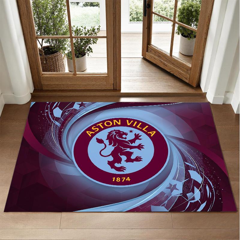 Aston Villa Futbol Tasarımlı Kristal Kadife Halı Yatak Odası Girişi İçin Yumuşak Dekoratif Mat
