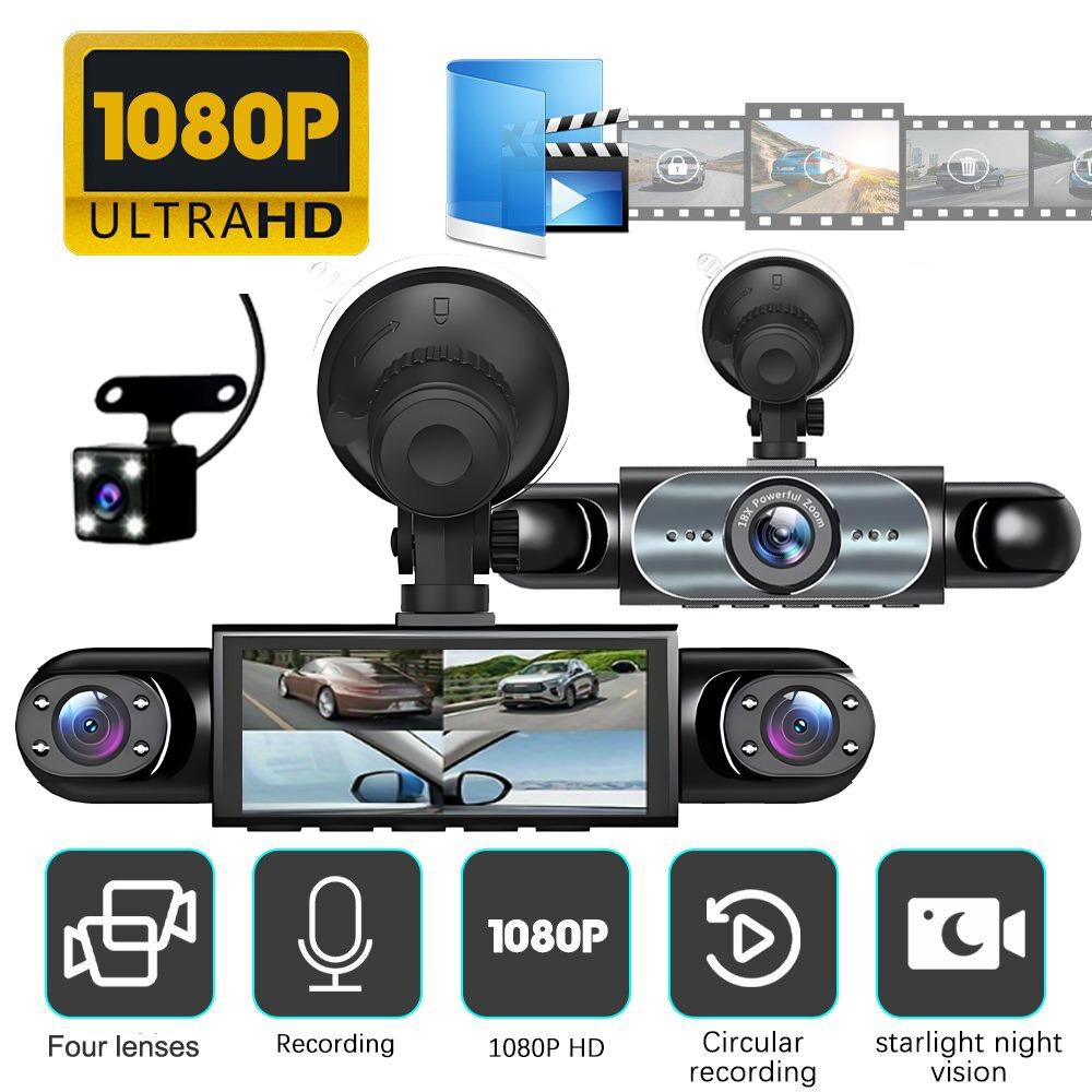 Dashcam a 4 Lenti: Registrazione HD 1080P (Anteriore, Posteriore, Sinistra, Destra) & Vista posteriore